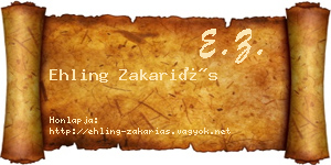 Ehling Zakariás névjegykártya